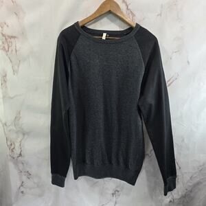 Civil Society Sweater Mens Small Gray Black Sweatshirt Terry Sleeves Cotton